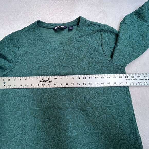 Lands' End Womens Casual Green Paisley Embossed Textured Sweater Top Large 14-16 - Picture 7 of 8